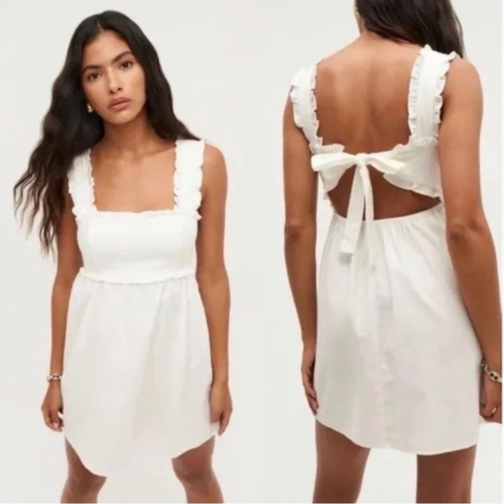 Reformation Leah Mini White Dress XL B3181